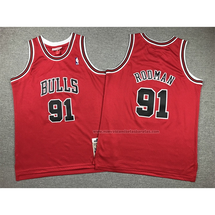 Camiseta Nino Chicago Bulls Dennis Rodman NO 91 Mitchell & Ness 1997-98 Rojo
